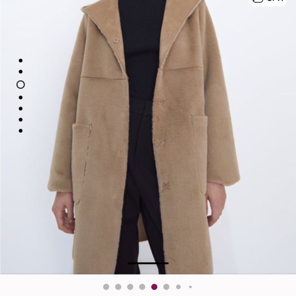 Zara reversible faux fur Hooded Coat - Picture 2 of 11